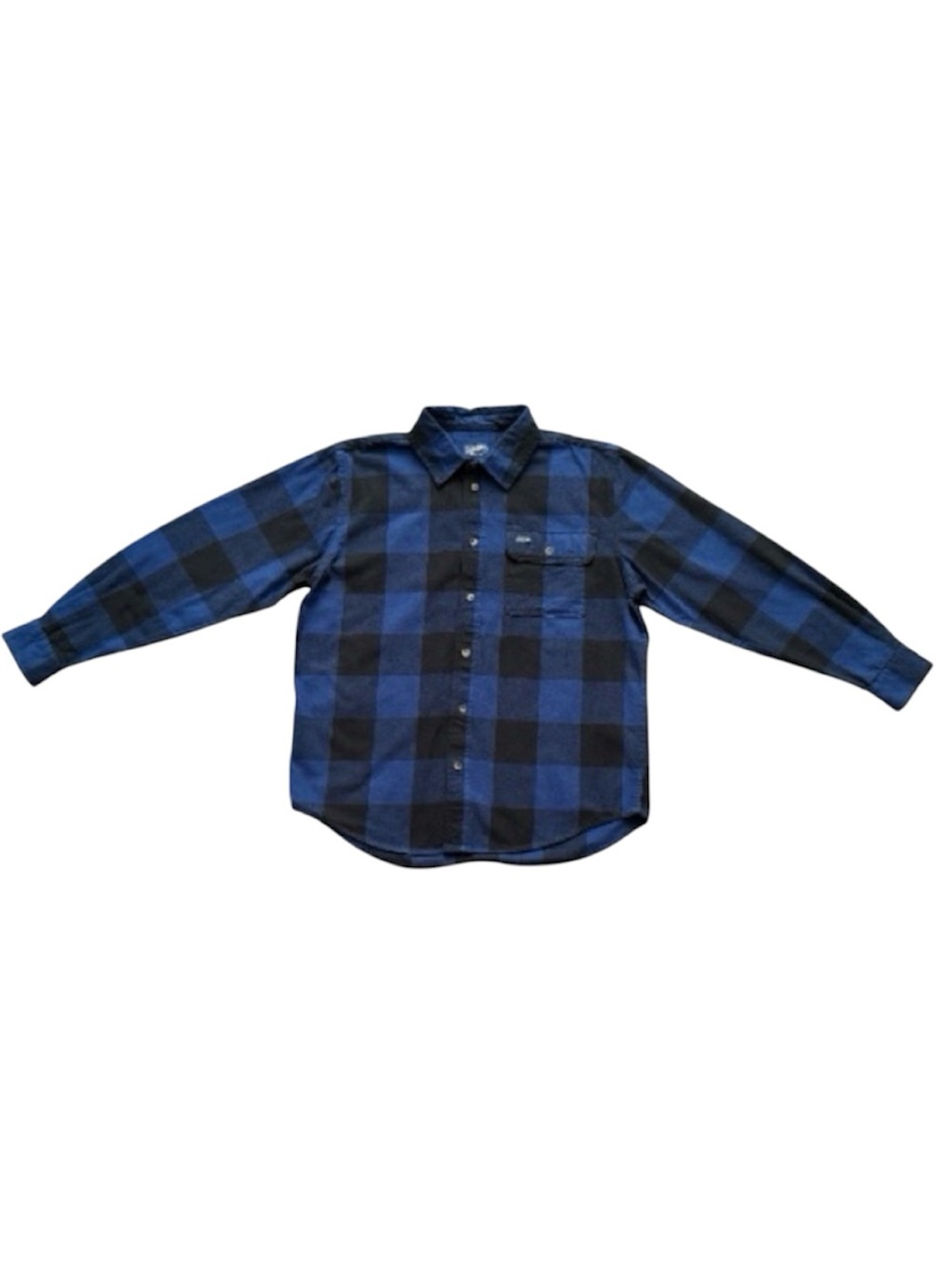 Smith's Workwear Men Blue Black Buffalo Plaid Flannel Shirt Jacket Large